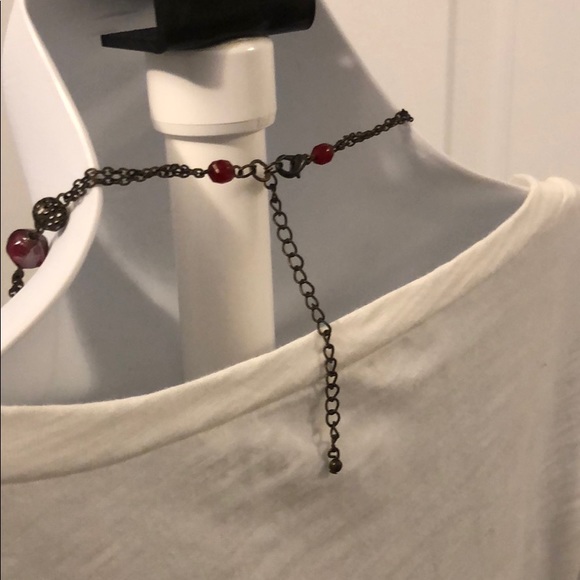 New Copper Green and Pink Bead Hammered Necklace - Picture 4 of 8